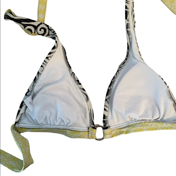 Hula Honey Bikini Top only Yellow Black White Double Tie, Around Neck and Back M - Picture 6 of 8